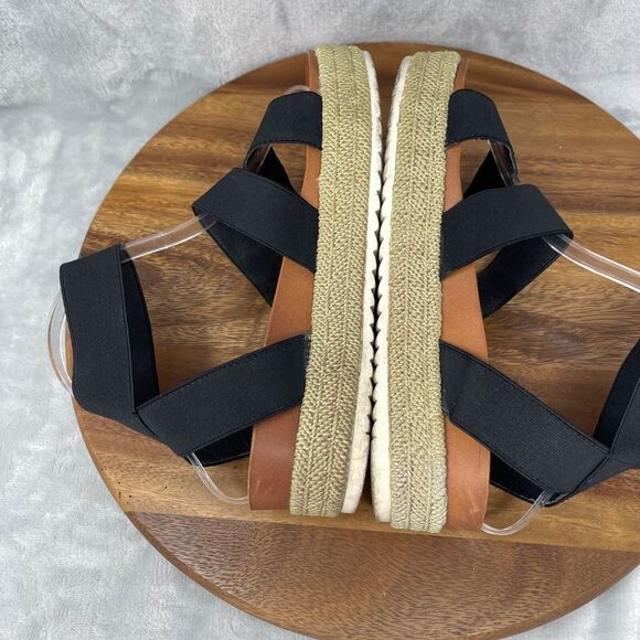 Aloha Island Shoes Womens 9M Black Stretch Slip On Sandal Espadrille Laguna - Picture 5 of 16